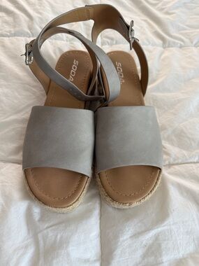 Soda Light Silver Ankle-Strap Espadrille Sandals
